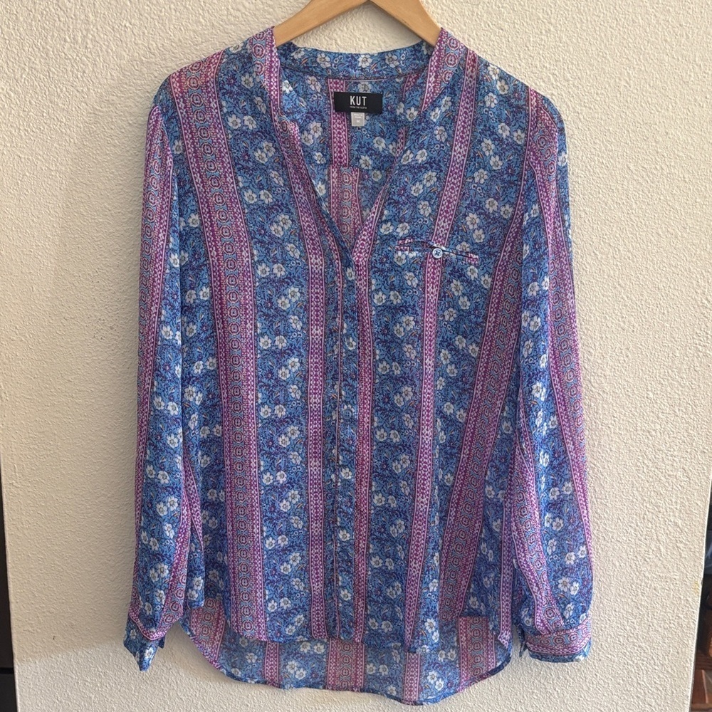 Kut From The Kloth Chiffon Button Down Shirt